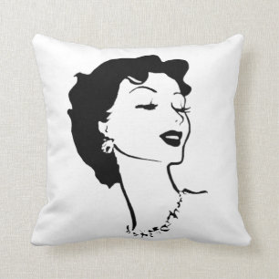 Woman Face Black en White French Graphic Kussen