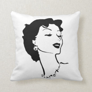  Woman Face Black en White French Graphic Kussen