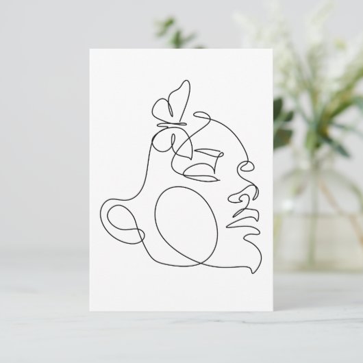 Woman Face Line Art Bedankkaart (Staand voorkant)