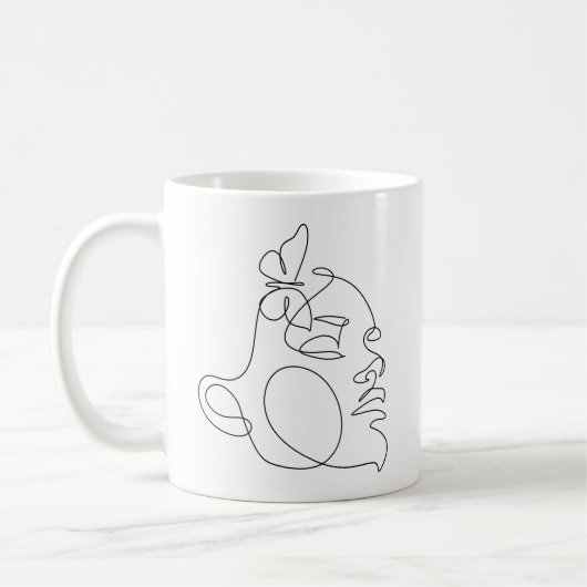 Woman Face Line Art Koffiemok (Links)