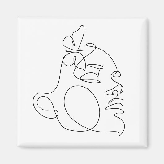 Woman Face Line Art Magneet (Voorkant)