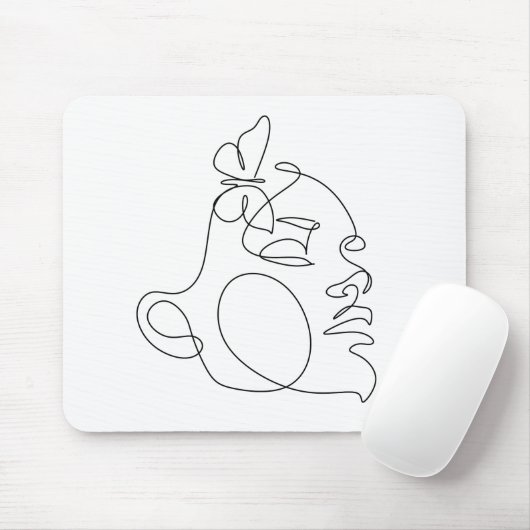 Woman Face Line Art Muismat (Met muis)