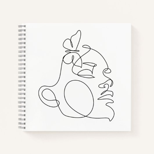 Woman Face Line Art Notitieboek (Voorkant)