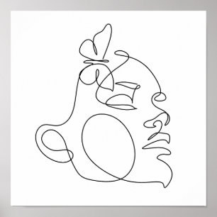 Woman Face Line Art Poster