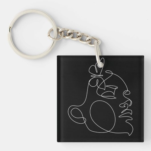 Woman Face Line Art Sleutelhanger (Voorkant)