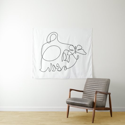 Woman Face Line Art Wandkleed (In Situ (horizontaal))