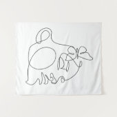 Woman Face Line Art Wandkleed (Voorkant (horizontaal))