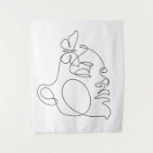 Woman Face Line Art Wandkleed (Voorkant)