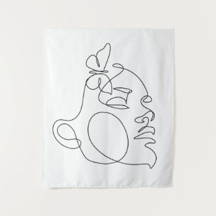 Woman Face Line Art Wandkleed