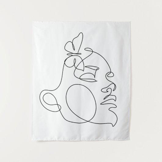 Woman Face Line Art Wandkleed (Voorkant)