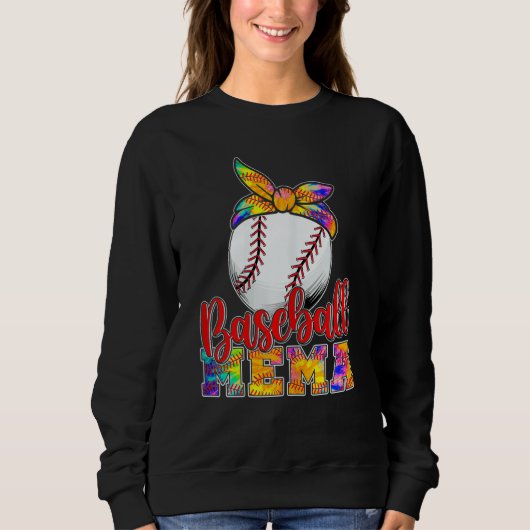 Woman Family Baseball Mema Tie Dye Softball Game D Trui (Voorkant)