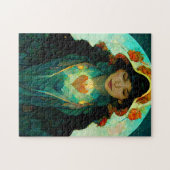 Woman Fantasy Sci-Fi met gloeiend hart Legpuzzel (Horizontaal)