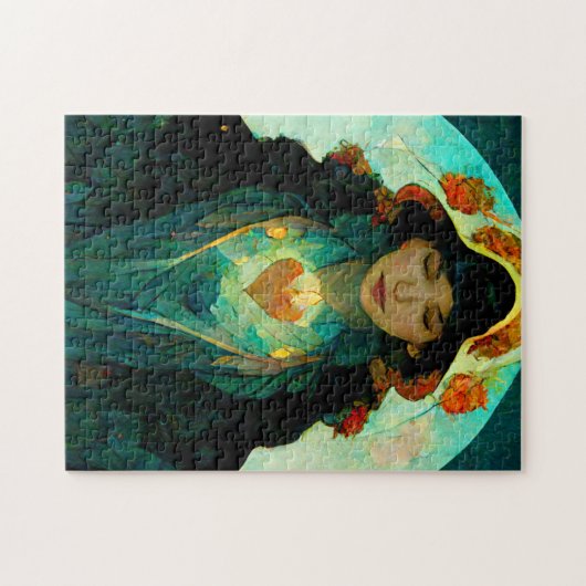 Woman Fantasy Sci-Fi met gloeiend hart Legpuzzel (Horizontaal)