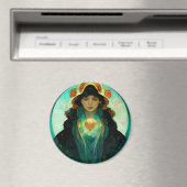 Woman Fantasy Sci-Fi met gloeiend hart Magneet (Insitu (Vaatwasser))