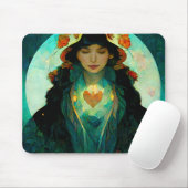 Woman Fantasy Sci-Fi met gloeiend hart Muismat (Met muis)