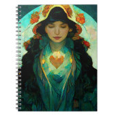 Woman Fantasy Sci-Fi met gloeiend hart Notitieboek (Voorkant)