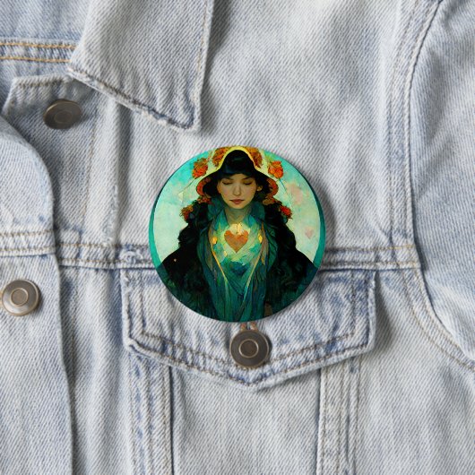 Woman Fantasy Sci-Fi met gloeiend hart Ronde Button 7,6 Cm (In situ)