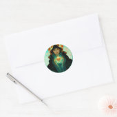 Woman Fantasy Sci-Fi met gloeiend hart Ronde Sticker (Envelop)