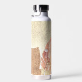 Woman Fashionista Pink Gold Red Hair Water Bottle Waterfles (Rechts)