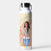 Woman Fashionista Pink Gold Water Bottle Waterfles (Voorkant)