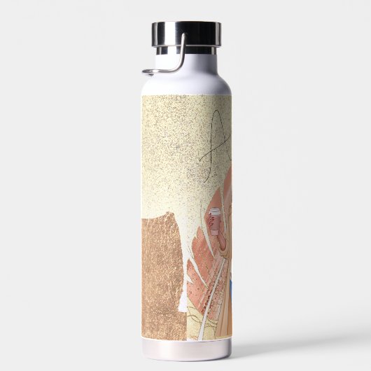 Woman Fashionista Pink Gold Water Bottle Waterfles (Rechts)