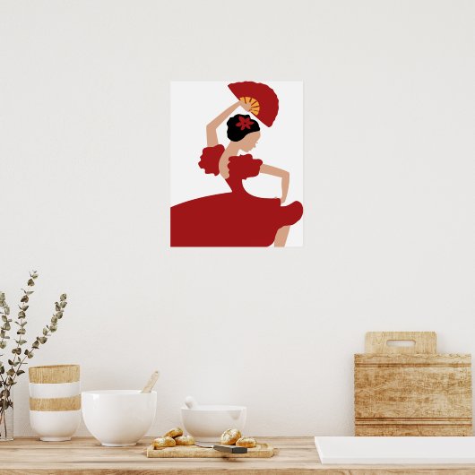 Woman Flamenco Dancer Poster (Keuken)