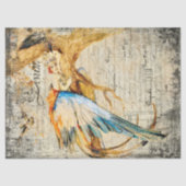  Woman French Rustic Texture Bird Decoupage Tissuepapier (Voorkant)