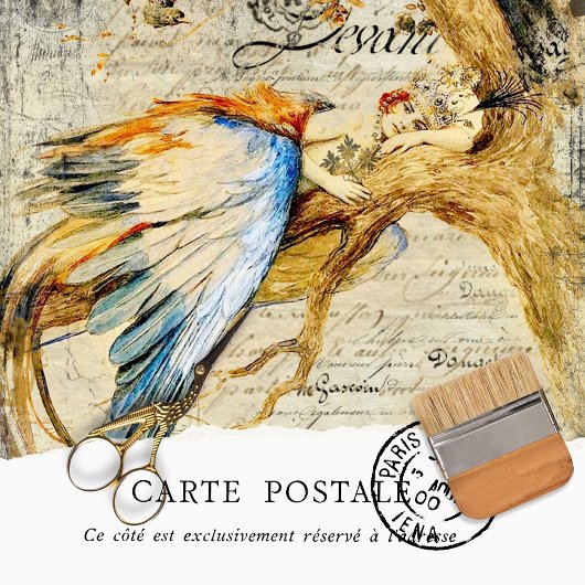  Woman French Rustic Texture Bird Decoupage Tissuepapier