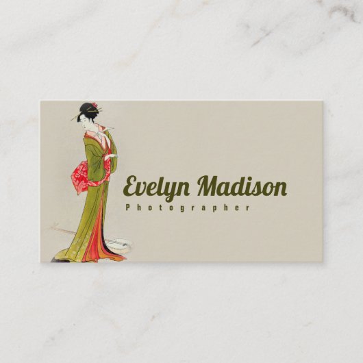Woman Geisha Chinese Art Hand Painted g45 Visitekaartje (Voorkant)