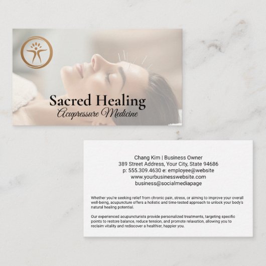Woman Getting Acupuncture | Eastern Healing Visitekaartje (Voorkant / Achterkant)