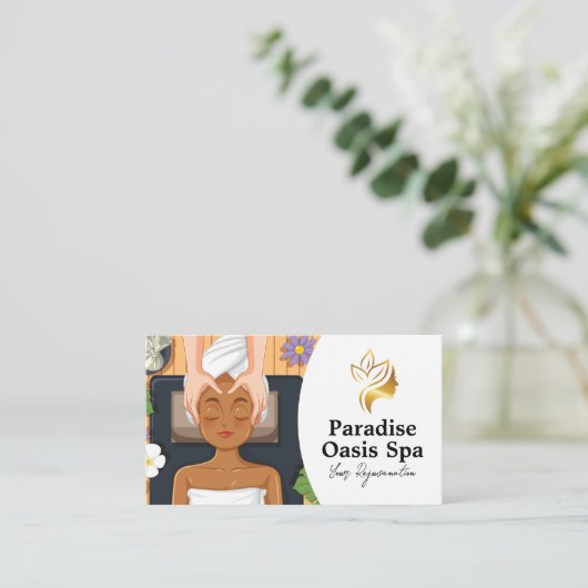 Woman Getting Spa Facial and Massage Visitekaartje (Staand voorkant)