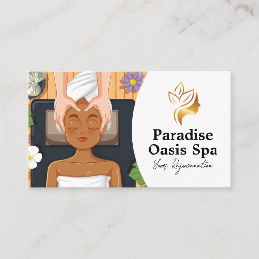Woman Getting Spa Facial and Massage Visitekaartje (Voorkant)