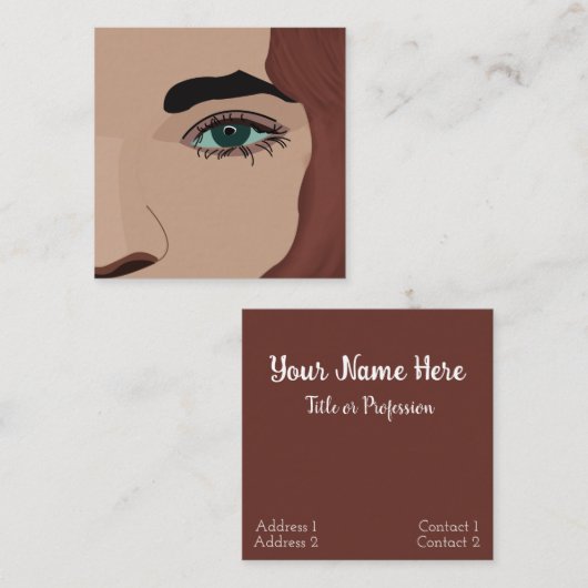 Woman Girl Face Eye Makeup Artist Hair Stylist Vierkante Visitekaartje (Voorkant / Achterkant)