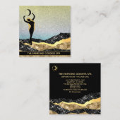 *~* Woman Goddess Moon Rainbow Pastel Glitter Vierkante Visitekaartje (Voorkant / Achterkant)