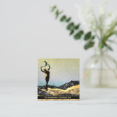 *~* Woman Goddess Moon Rainbow Pastel Glitter Vierkante Visitekaartje (Staand voorkant)