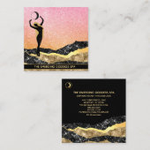 *~* Woman Goddess Ombre Peach Moon Glitter Vierkante Visitekaartje (Voorkant / Achterkant)