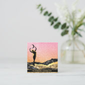 *~* Woman Goddess Ombre Peach Moon Glitter Vierkante Visitekaartje (Staand voorkant)