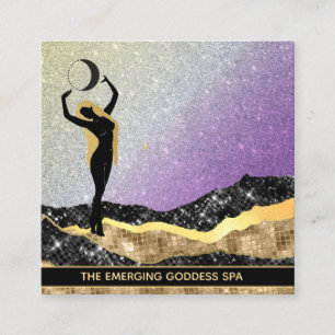 *~* Woman Goddess Ombre VIOLET Rainbow Glitter Vierkante Visitekaartje