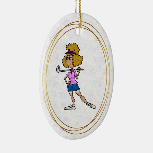 Woman Golf Diva kerstversiering Keramisch Ornament (Rechts)