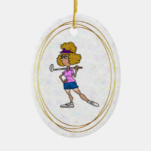 Woman Golf Diva kerstversiering Keramisch Ornament