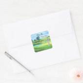 Woman Golf Player Hitting Fifty 50th Birthday Vierkante Sticker (Envelop)