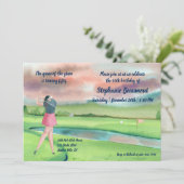 Woman Golf Player Swinging Fifties 50th Birthday Kaart (Staand voorkant)