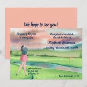 Woman Golf Player Swinging Fifties 50th Birthday Kaart (Voorkant / Achterkant)