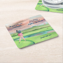 Woman Golf Player Swinging Fifties 50th Birthday