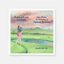 Woman Golf Player Swinging Fifties 50th Birthday