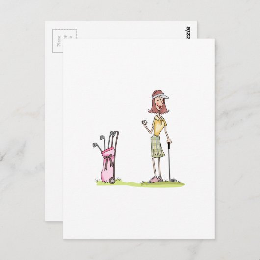 Woman Golfer Briefkaart (Voorkant / Achterkant)