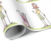 Woman Golfer Cadeaupapier (Rol Hoek)