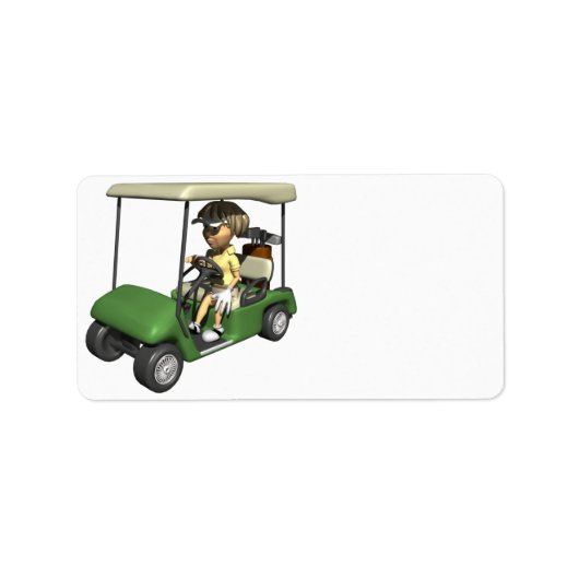 Woman Golfer Cart Etiket (Voorkant)