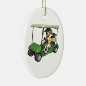 Woman Golfer Cart Keramisch Ornament (Rechts)