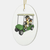 Woman Golfer Cart Keramisch Ornament (Links)